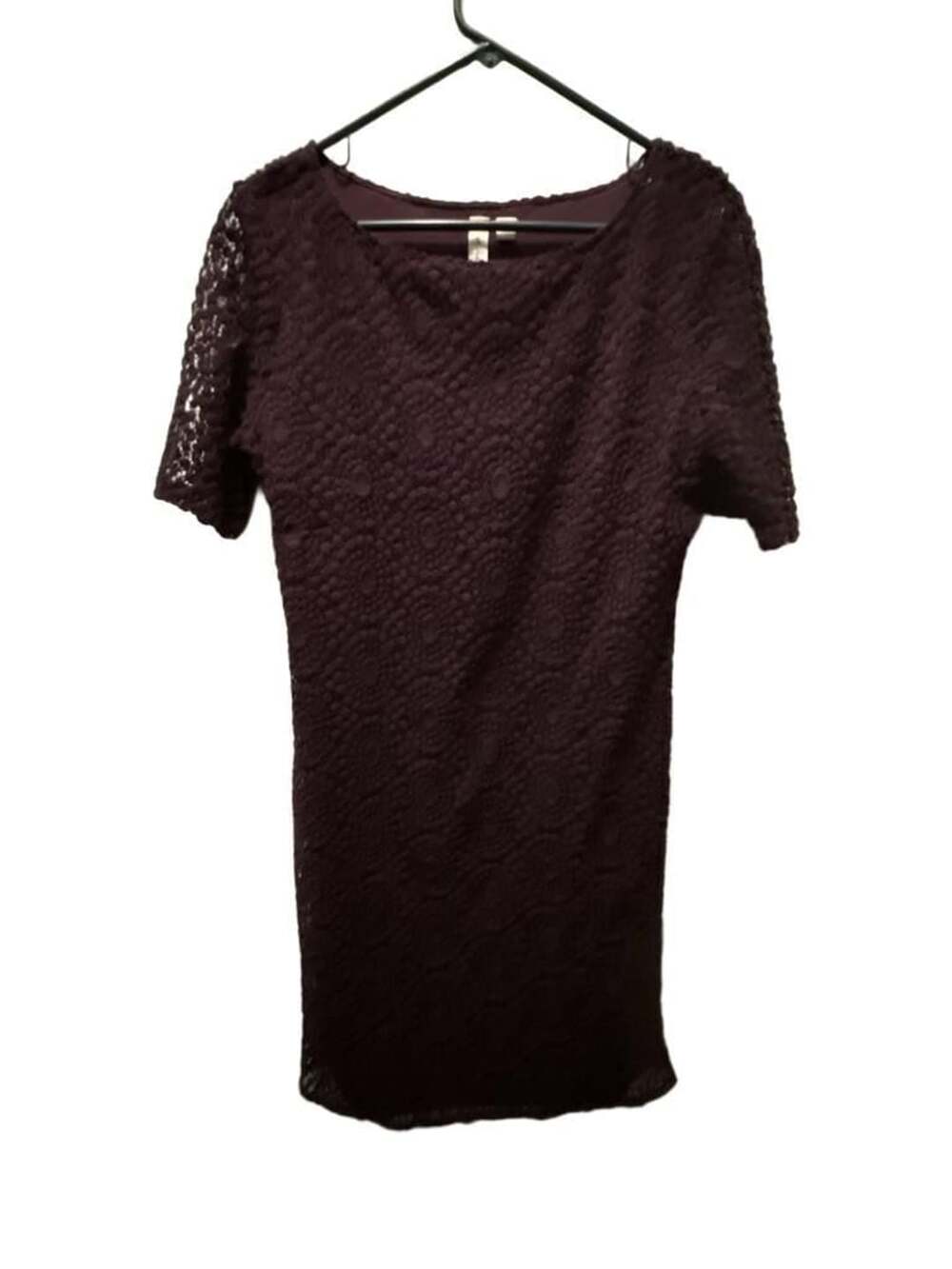 Tacera Lace Dress Size M Purple Short Sleeve
